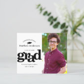 Papier Invitation de graduation photo budget noir et blan (Debout devant)