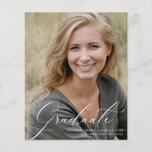 Papier Invitation de Graduation Photo Script Moderne