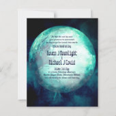 Papier Invitation de jeûne Pagan Wiccan Turquoise Lune go (Devant)