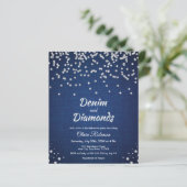 Papier Invitation de la Bachelorette Denim et Diamonds bl (Debout devant)