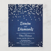 Papier Invitation de la Bachelorette Denim et Diamonds bl (Devant)