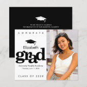 Papier Invitation de la casquette de graduation de photo  (Devant / Derrière)