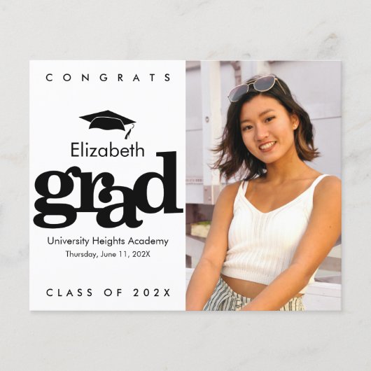 Papier Invitation de la casquette de graduation de photo  (Devant)
