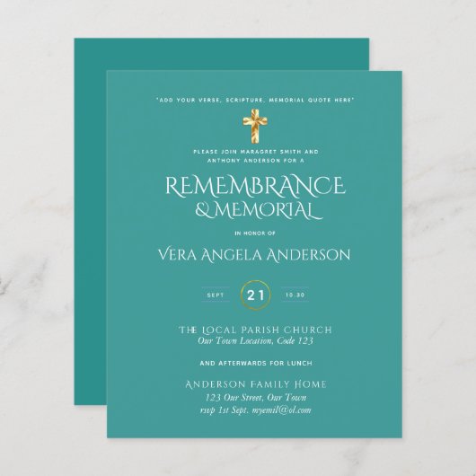 Papier INVITATION de la Croix-d'or commémorative (Devant / Derrière)