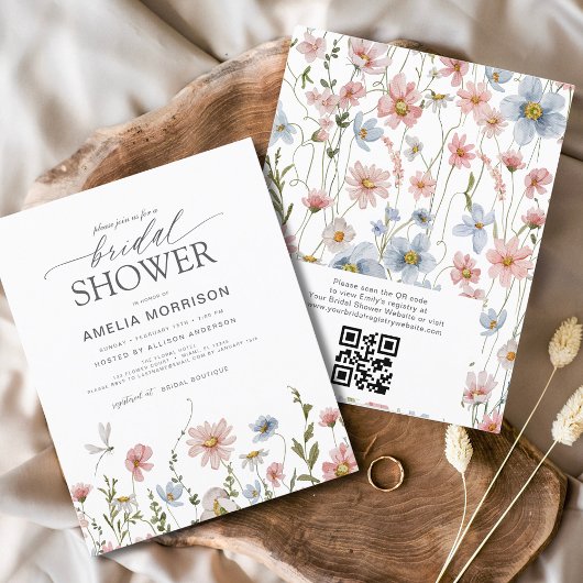 Papier Invitation de la douche nuptiale du code QR du Fle