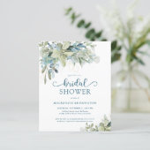 Papier Invitation de la douche nuptiale Eucalyptus bleu B (Debout devant)