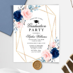 Papier Invitation de la fête de graduation Budget Blush &