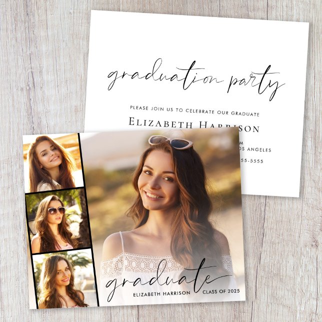 Papier Invitation de la fête de graduation de la bande ph (A personalized photo graduation party invitation to celebrate the graduate's achievements)