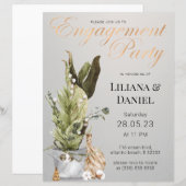 Papier Invitation de la fête de Noël Grey & Gold Engageme (Devant / Derrière)