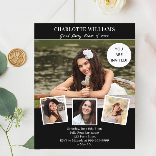 Papier Invitation de la fête de remise de diplômes en noi