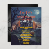 Papier Invitation de la fête d'Halloween Maison éffrayant (Devant / Derrière)