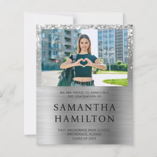 Papier Invitation de la graduation de la photo Glittery S