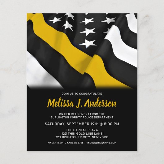 Papier Invitation de la ligne d'or mince du répartiteur b (Devant)