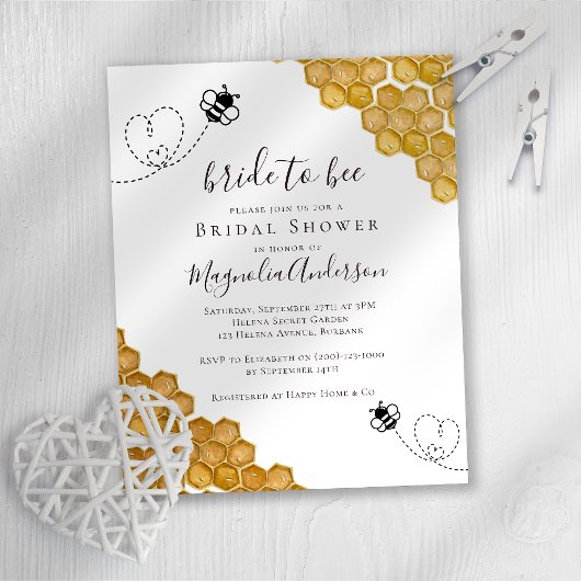 Papier Invitation de la mariée à la douche nuptiale