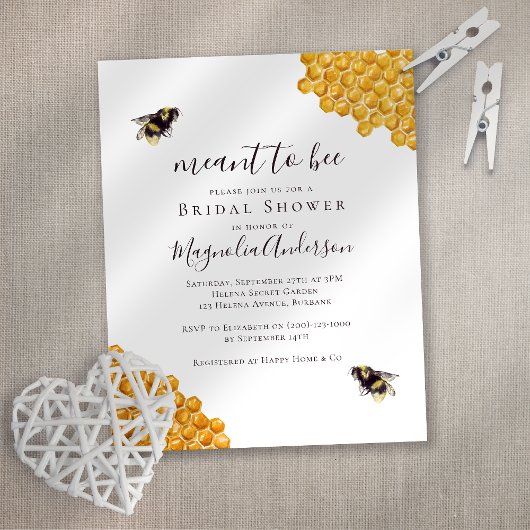 Papier Invitation de la mariée à la douche nuptiale