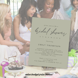 Papier Invitation de la nuptiale de Sage Pale Budget Scri