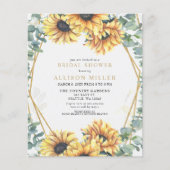 Papier Invitation de la nuptiale Sunflower Gold Budget (Devant)
