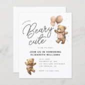 Papier Invitation de la partie Baby shower de Beary Cute (Devant / Derrière)
