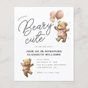 Papier Invitation de la partie Baby shower de Beary Cute