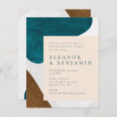 Papier Invitation de la partie de l'engagement Turquoise (Devant / Derrière)