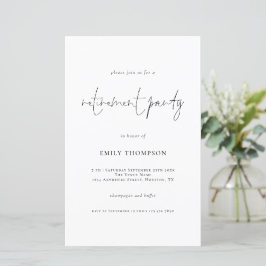 Papier Invitation de la partie de retraite de script simp (Debout devant)