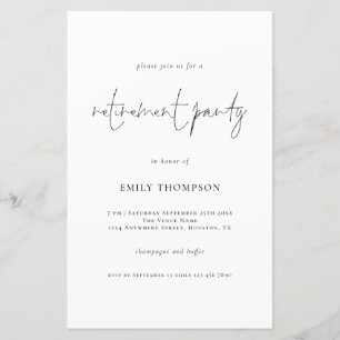 Papier Invitation de la partie de retraite de script simp