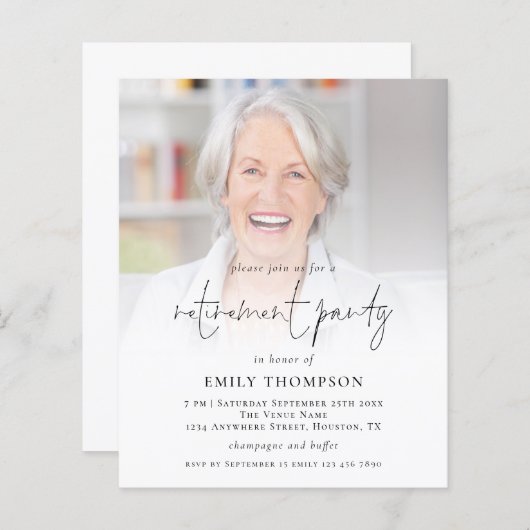 Papier Invitation de la partie de retraite du script de p (Devant / Derrière)