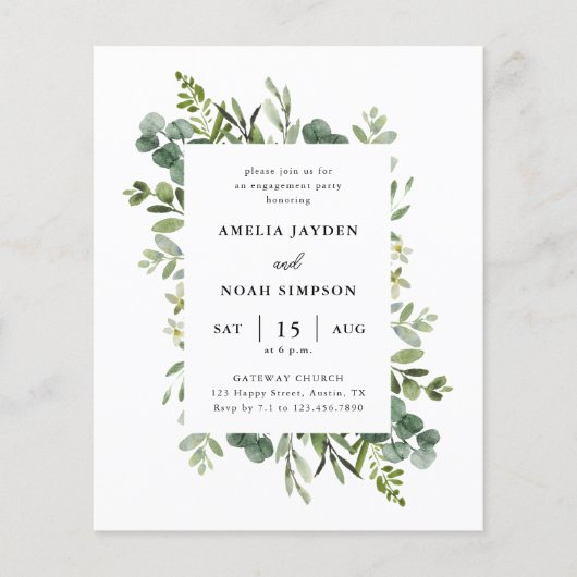 Papier Invitation de la partie d'engagement botanique bud (Devant)