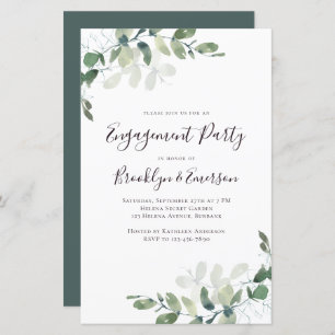 Papier Invitation de la partie d'engagement Eucalyptus bu