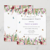 Papier Invitation de la partie d'engagement floral budgét (Devant / Derrière)