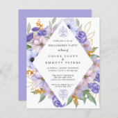 Papier Invitation de la partie d'engagement floral violet (Devant / Derrière)