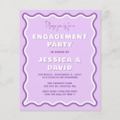 Papier Invitation de la partie d'engagement photo violet  (Devant)
