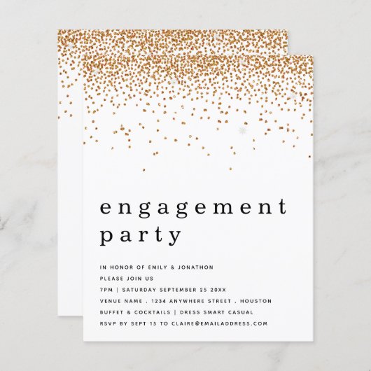 Papier Invitation de la partie Engagement Parties scintil (Devant / Derrière)