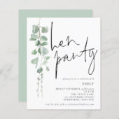 Papier Invitation de la partie Eucalyptus Hen Script Budg (Devant / Derrière)
