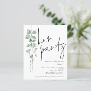 Papier Invitation de la partie Eucalyptus Hen Script Budg