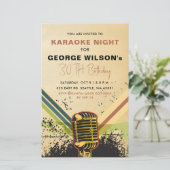 Papier Invitation de la partie karaoke du micro rétro bud (Debout devant)