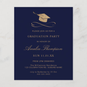 Papier Invitation de la Parties scintillant bleu et or Bu