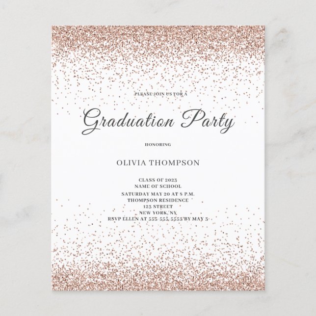 Papier Invitation de la Parties scintillant rose du budge (Devant)