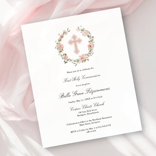 Papier Invitation de la première communion de la couronne