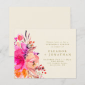 Papier Invitation de la répétition fleurie rose budget (Devant / Derrière)