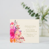 Papier Invitation de la répétition fleurie rose budget (Debout devant)