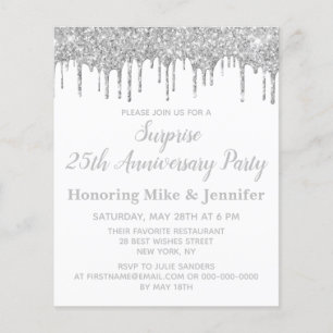 Papier Invitation de l'anniversaire de la surprise argent