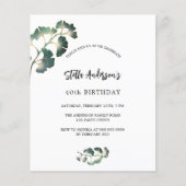 Papier Invitation de l'anniversaire ginkgo vert écriture  (Devant)