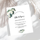 Papier Invitation de l'anniversaire ginkgo vert écriture<br><div class="desc">Avant : un arrière - plan blanc élégant décoré de simples feuilles de ginkgo doré. Personnalisez et ajoutez votre nom et les détails de votre fête. Retour : vert émeraude arrière. 1 feuille = 1 invite imprimé bord à bord.</div>