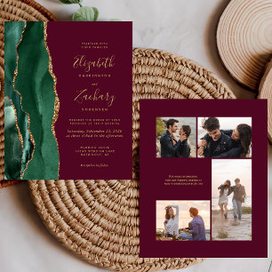 Papier Invitation de mariage 4 photos Budget Émeraude Bou