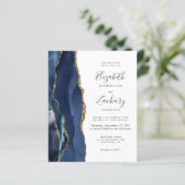 Papier Invitation de mariage à 4 photos avec agate dorée (Debout devant)