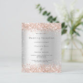 Papier Invitation de mariage à budget rose argent (Debout devant)