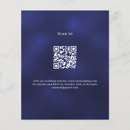 Papier Invitation de mariage à budget rose or bleu QR RSV (Dos)