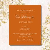 Papier Invitation de mariage à budget script orange brûlé