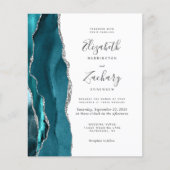 Papier Invitation de mariage à code QR Agate sarcelle arg (Devant)